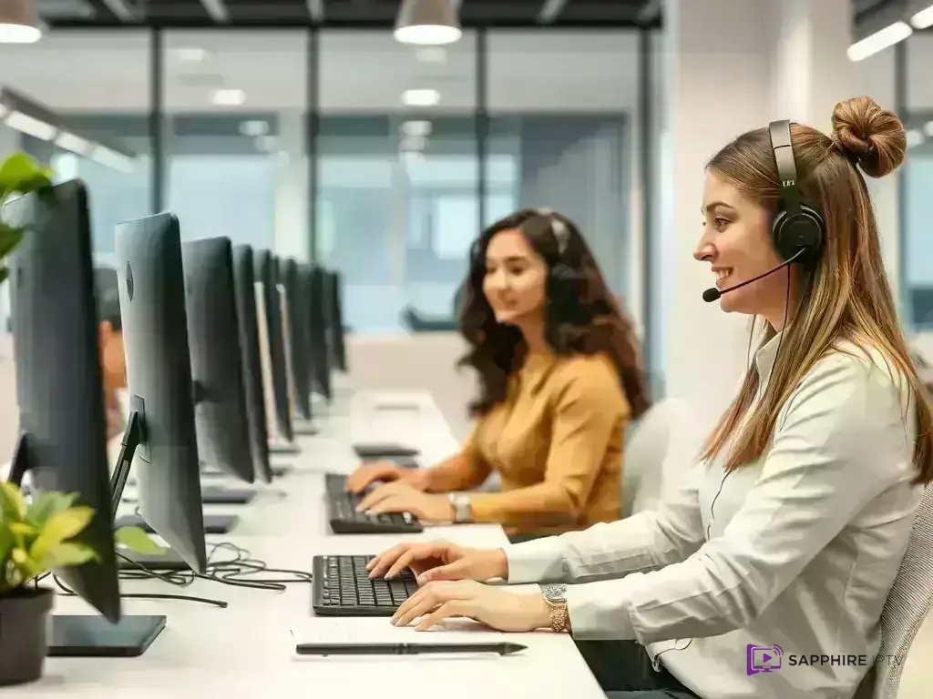 Professional customer support team assisting users