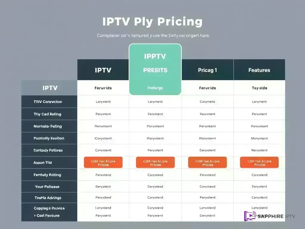 Comparison chart of Sapphire IPTV pricing plans