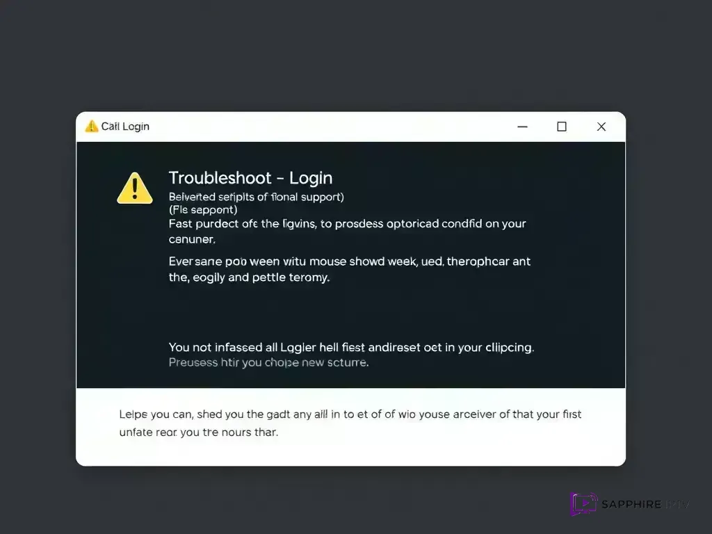 Login error screen with troubleshooting tips